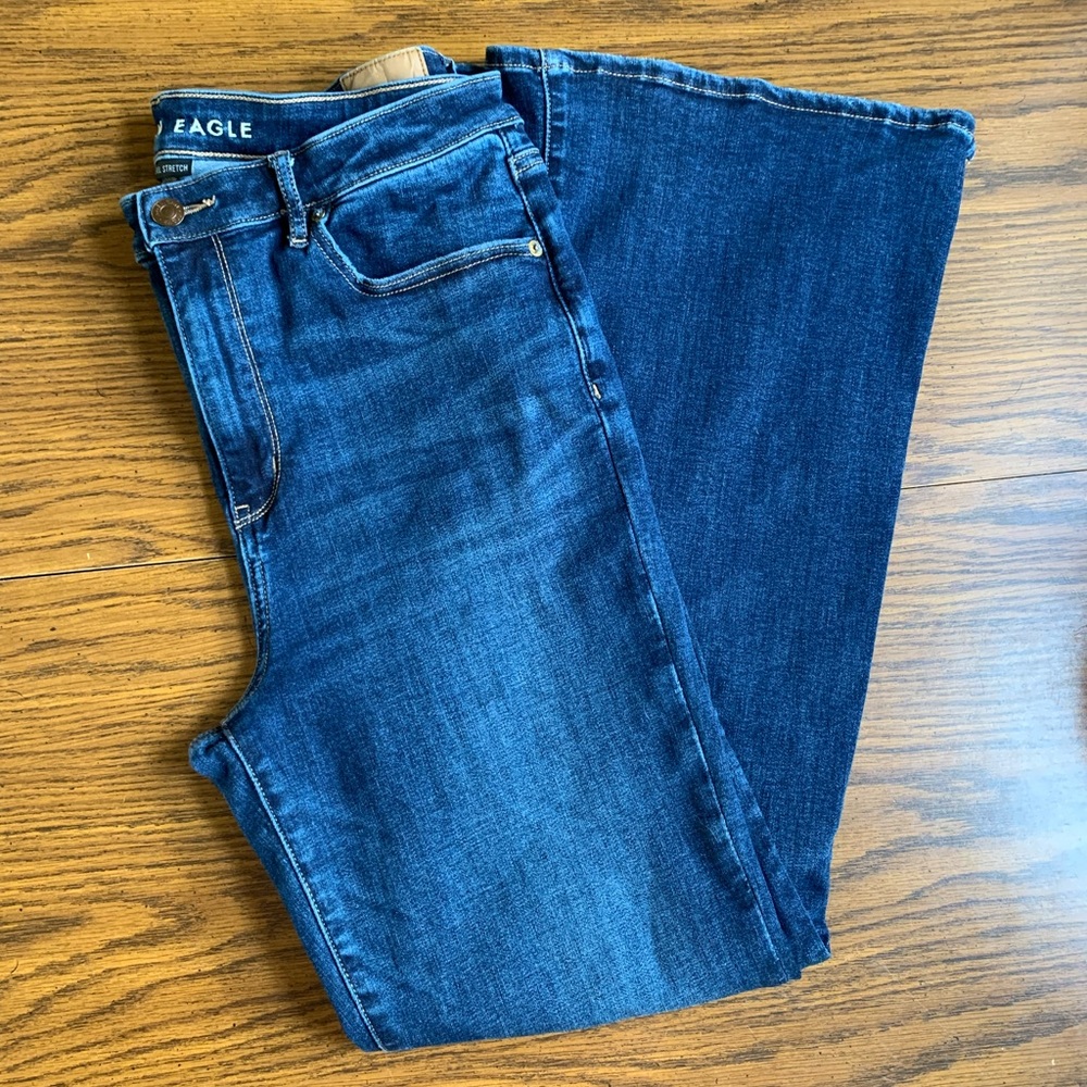 AE Super High-Waisted Split Hem Flare Jean